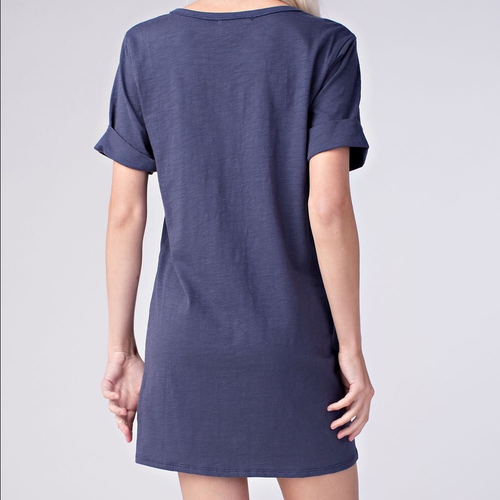Blue Purple Cotton Casual T-shirt Dress - Picture 5 of 8